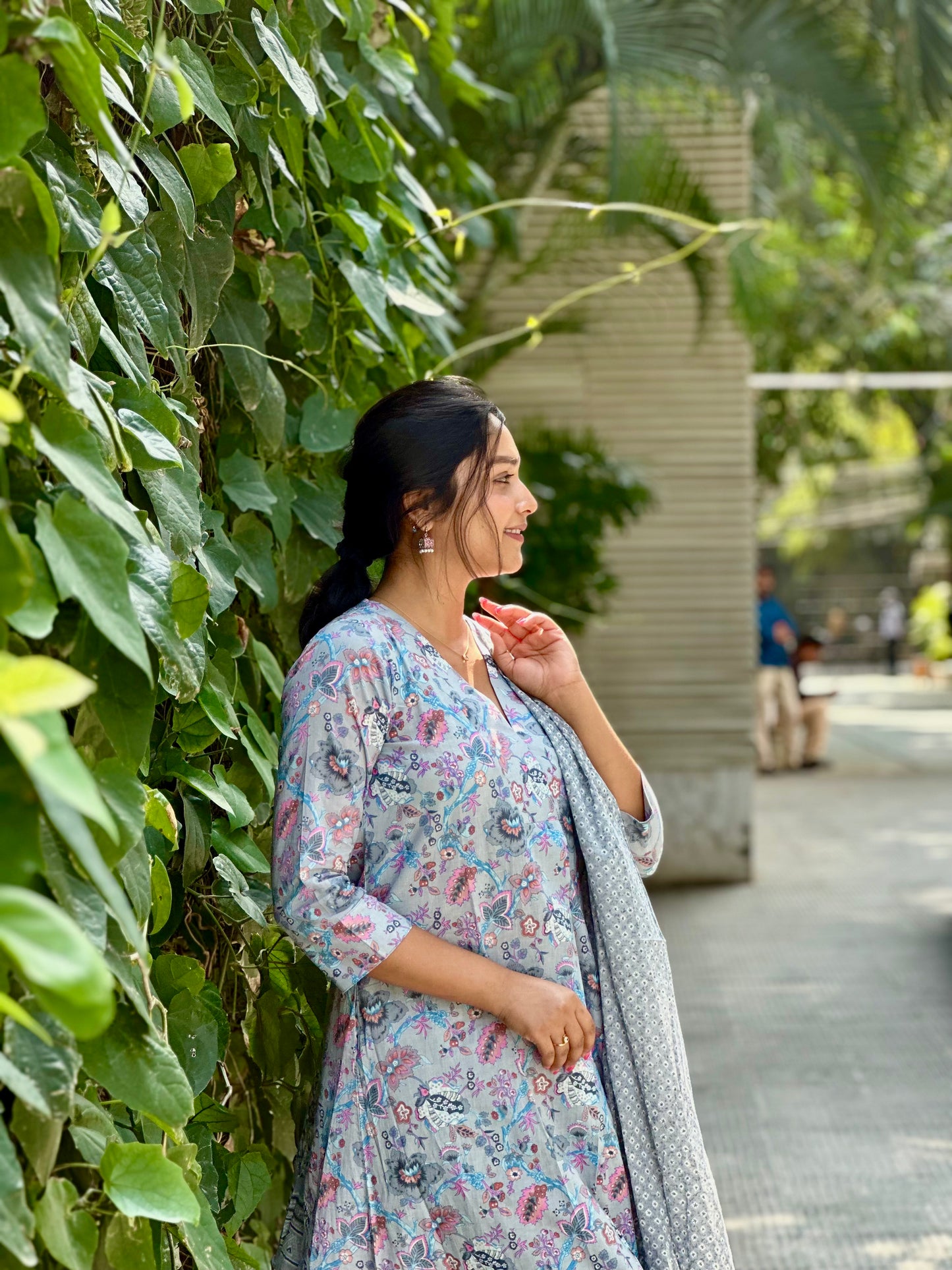 Vishnu - Pure block printed cotton suit - Blue