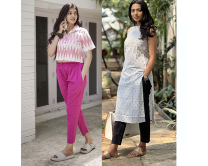 Tamara Every Day Cotton Pants - Value Combo (Black and Pink)