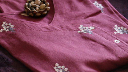 Pavani -Cotton with embriodery Kurti - Pink
