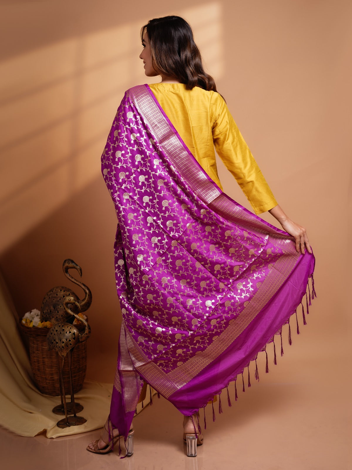 Mitali - Mustard Yellow Silk cotton set with Premium Banarasi Dupatta