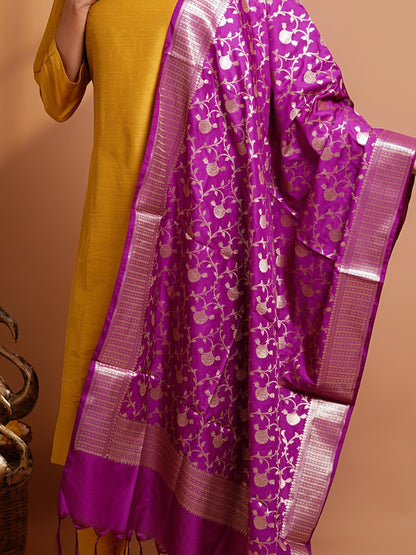 Mitali - Mustard Yellow Silk cotton set with Premium Banarasi Dupatta