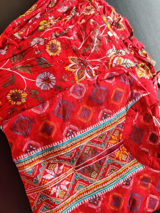 Red Floral two piece Dress