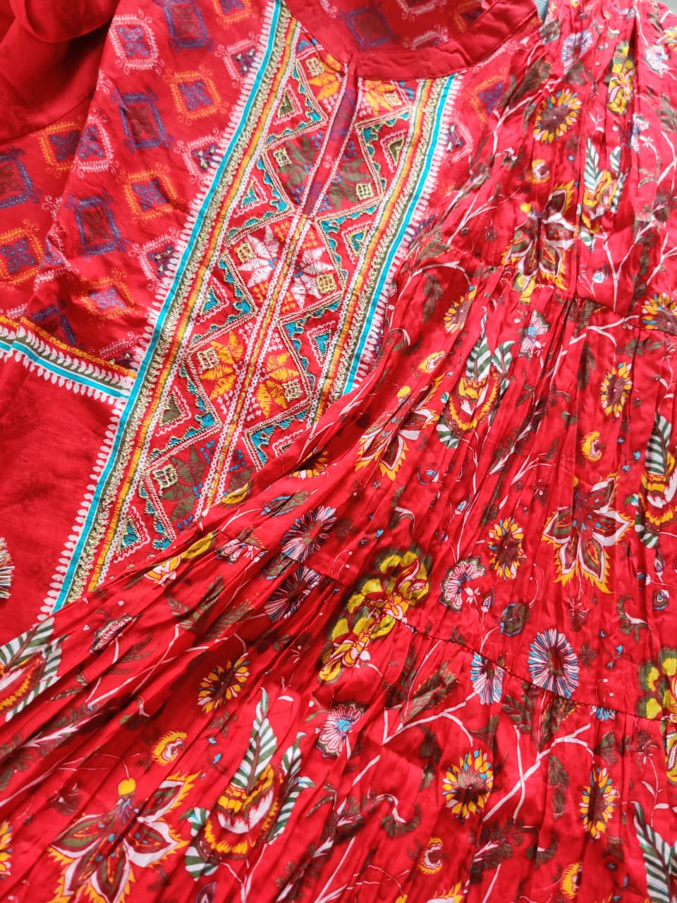 Red Floral two piece Dress