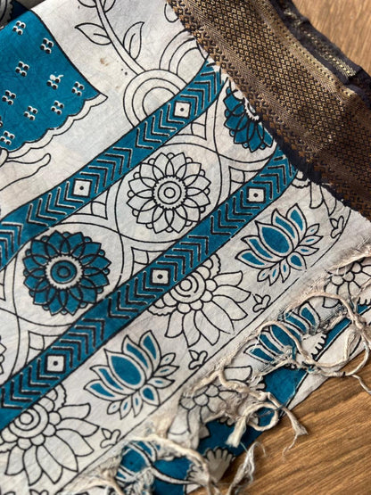Kalamkari Dupatta - Chennuri silk - Blue