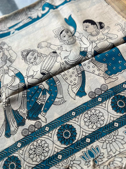 Kalamkari Dupatta - Chennuri silk - Blue