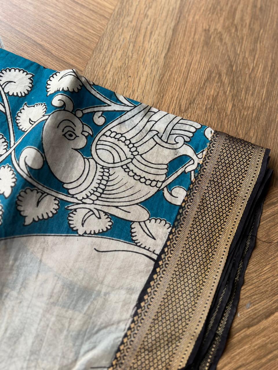 Kalamkari Dupatta - Chennuri silk - Blue