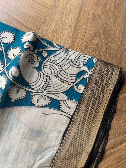 Kalamkari Dupatta - Chennuri silk - Blue