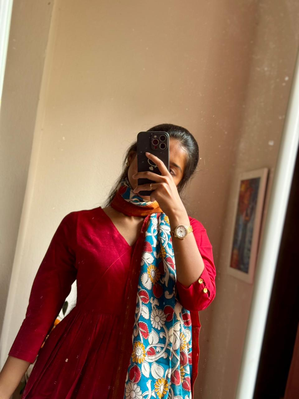 Navya - Maroon Nyra Silk cotton set with Kalamkari Dupatta