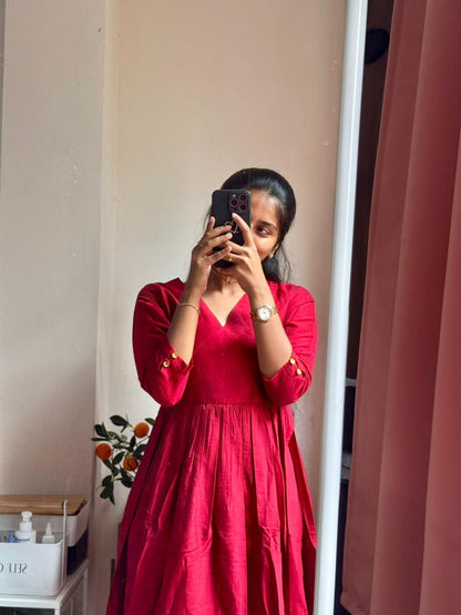 Navya - Maroon Nyra Silk cotton set with Kalamkari Dupatta