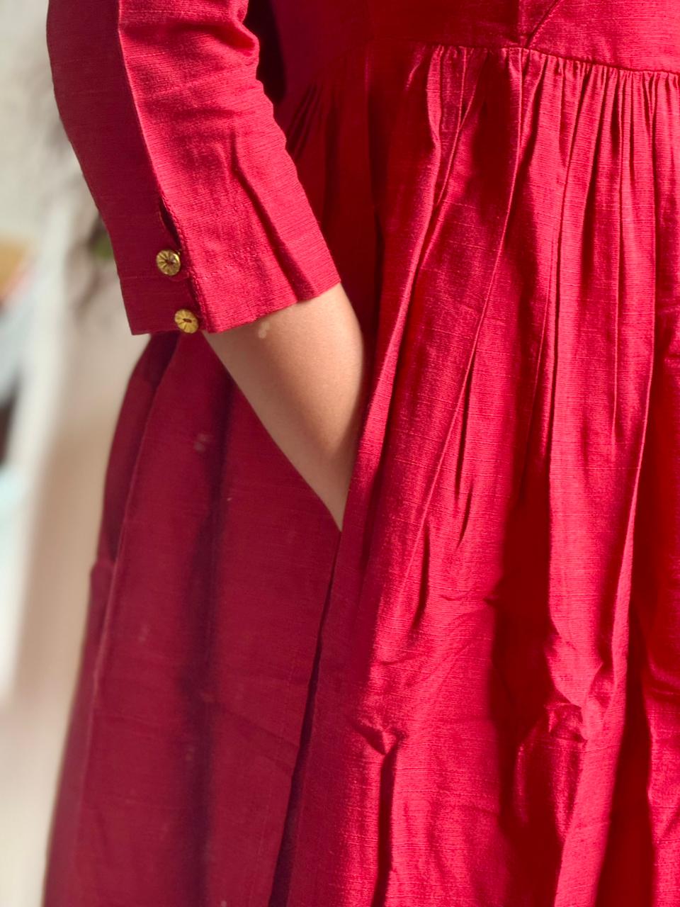 Navya - Maroon Nyra Silk cotton set with Kalamkari Dupatta