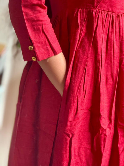 Navya - Maroon Nyra Silk cotton set with Kalamkari Dupatta