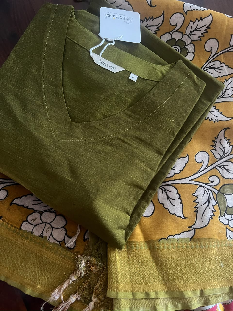 Kalamkari Dupatta - Chennuri silk - Pastel Yellow