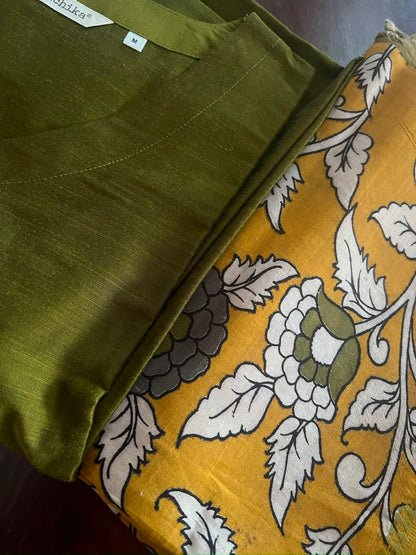 Kalamkari Dupatta - Chennuri silk - Pastel Yellow