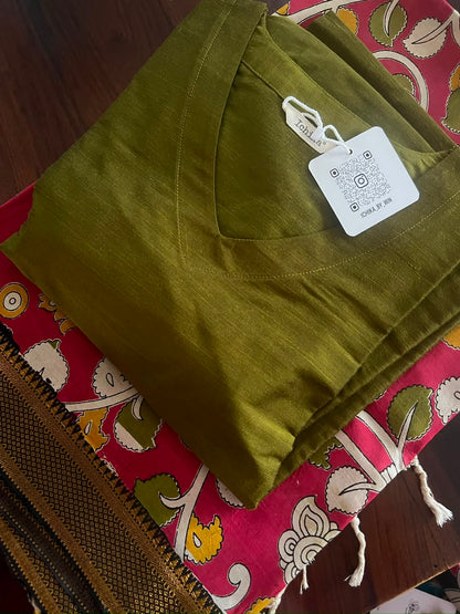 Kalamkari Dupatta - Chennuri silk - Red Floral