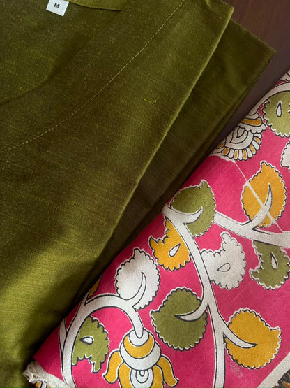 Kalamkari Dupatta - Chennuri silk - Red Floral