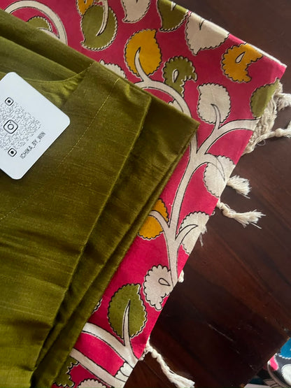 Kalamkari Dupatta - Chennuri silk - Red Floral