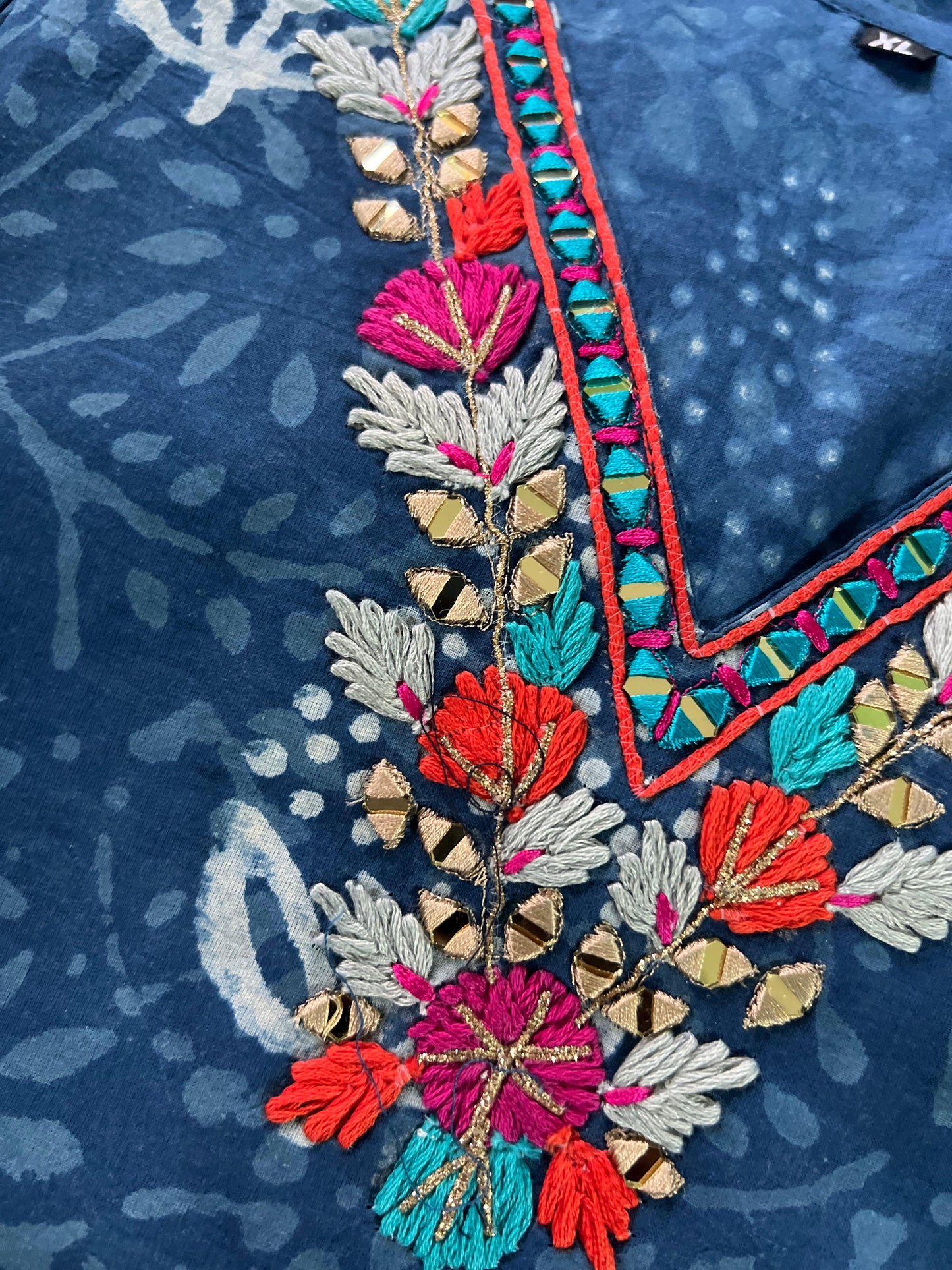 Adhira - Mul cotton set with embroidery - Indigo print