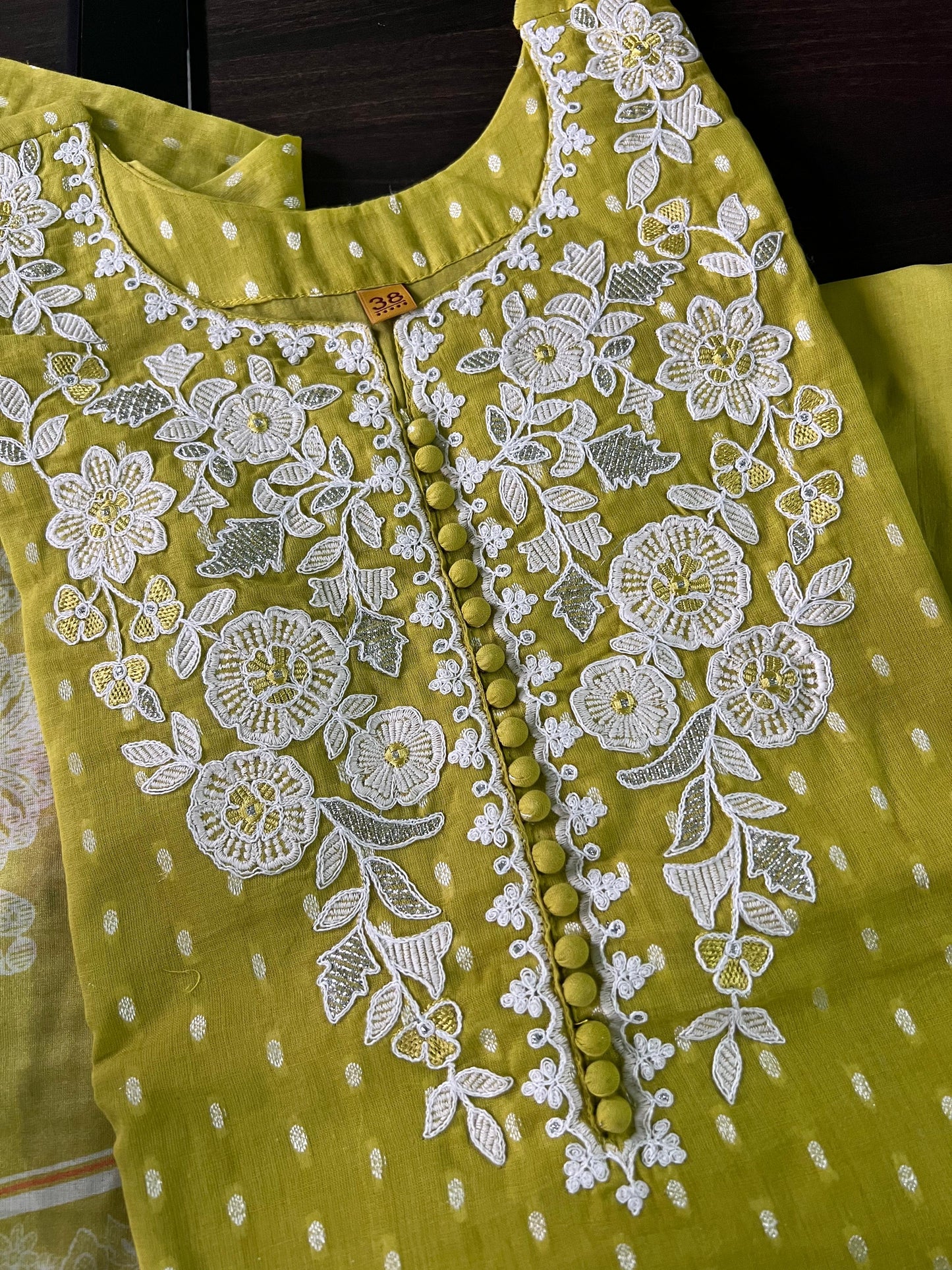 Sumeha - Cotton Suit with Embroidery - Lemon Yellow