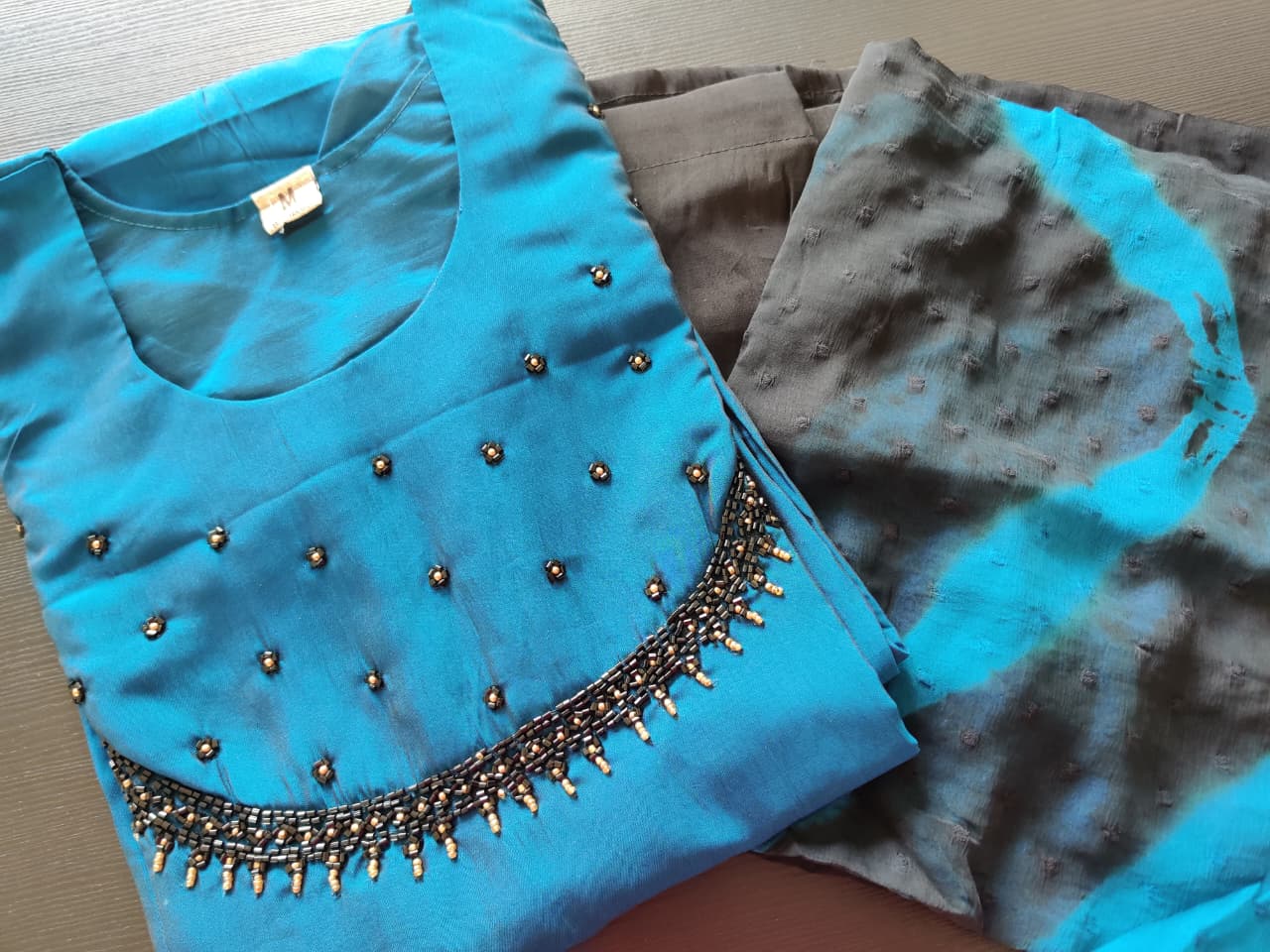 Silk suit - Blue & Black