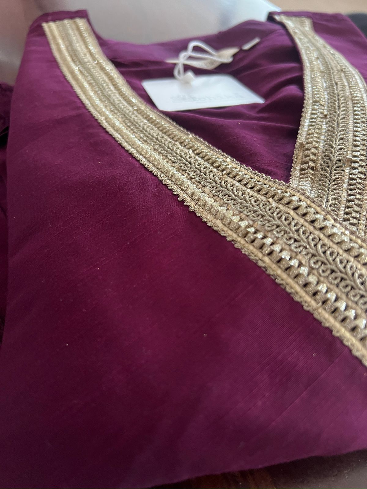 Jabili – Silk Cotton Wrap Anarkali Coord Set with Pants – Wine