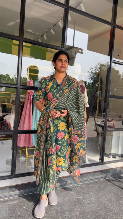 Manisha - Floral Pure cotton printed full set