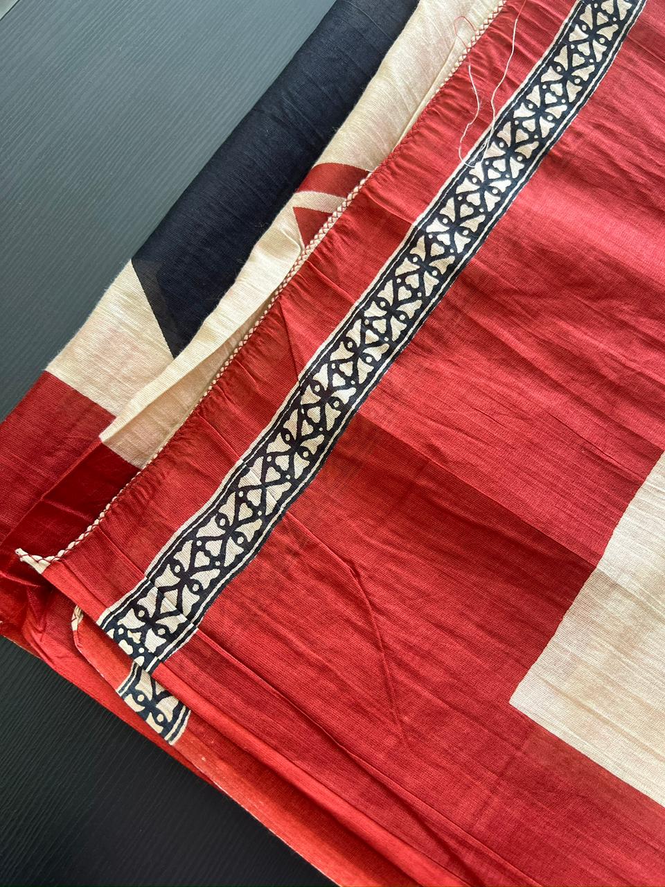 Cotton Dupatta - Geometrical print - Black