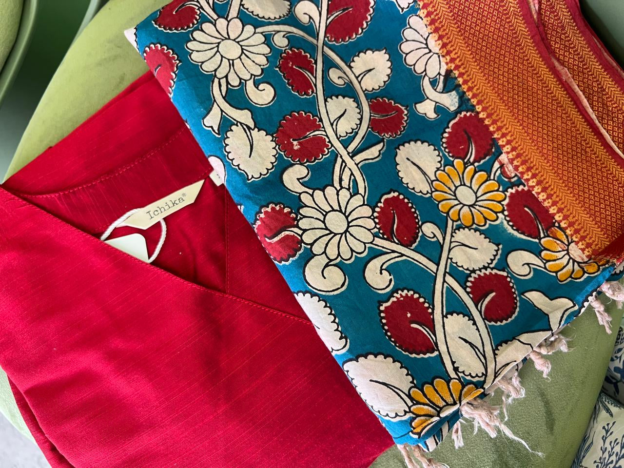 Navya - Maroon Nyra Silk cotton set with Kalamkari Dupatta