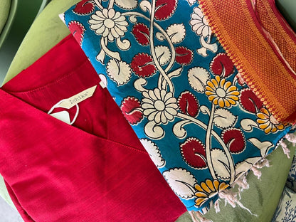 Navya - Maroon Nyra Silk cotton set with Kalamkari Dupatta
