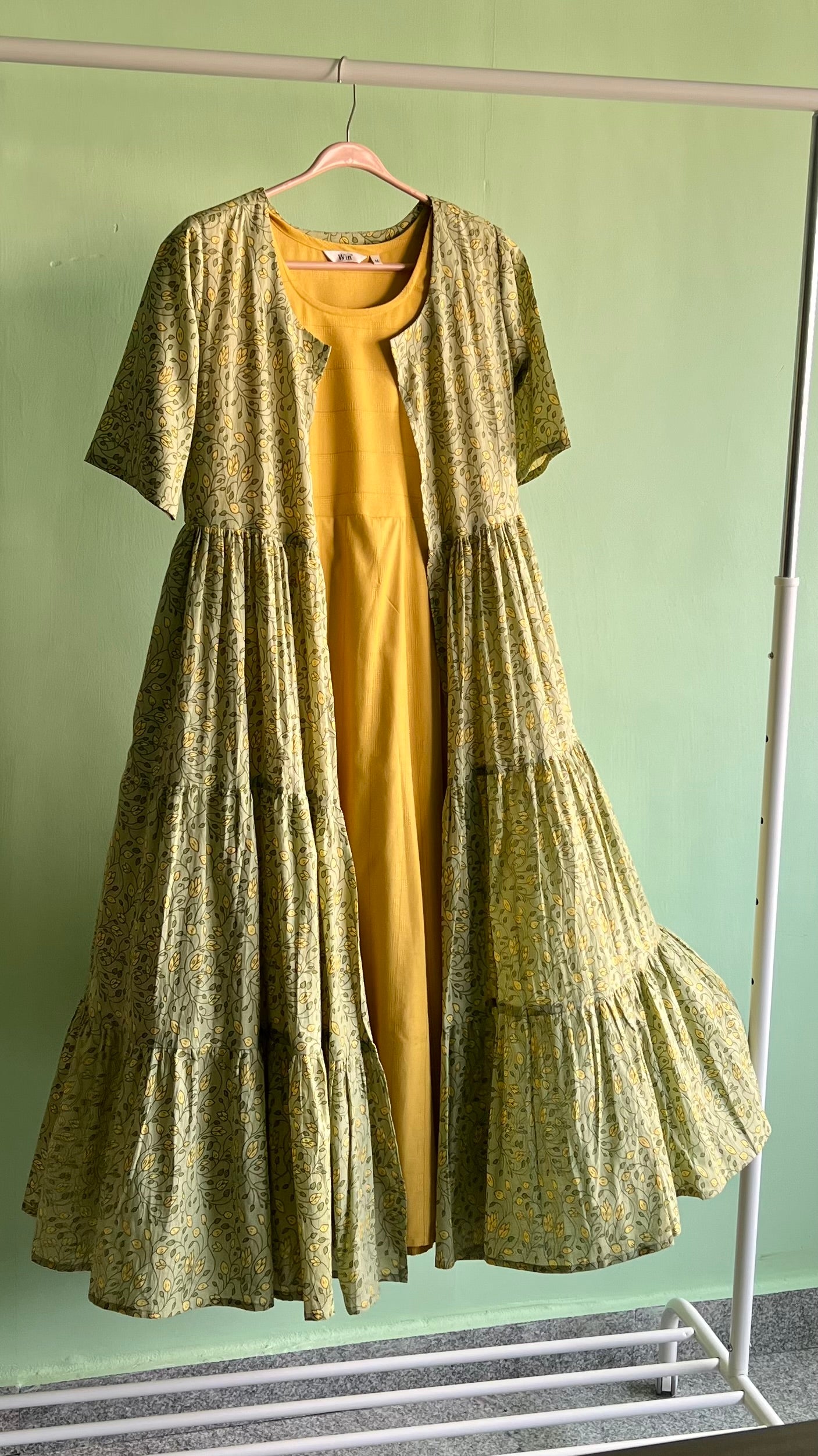 Mayra - Yellow  and green Full Jacket dress