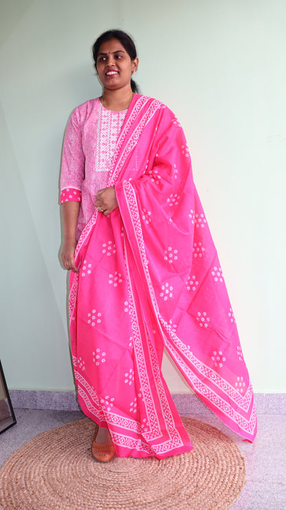 Mitra - Cotton full suit Pink