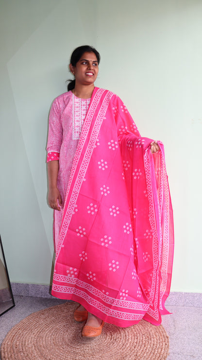 Mitra - Cotton full suit Pink