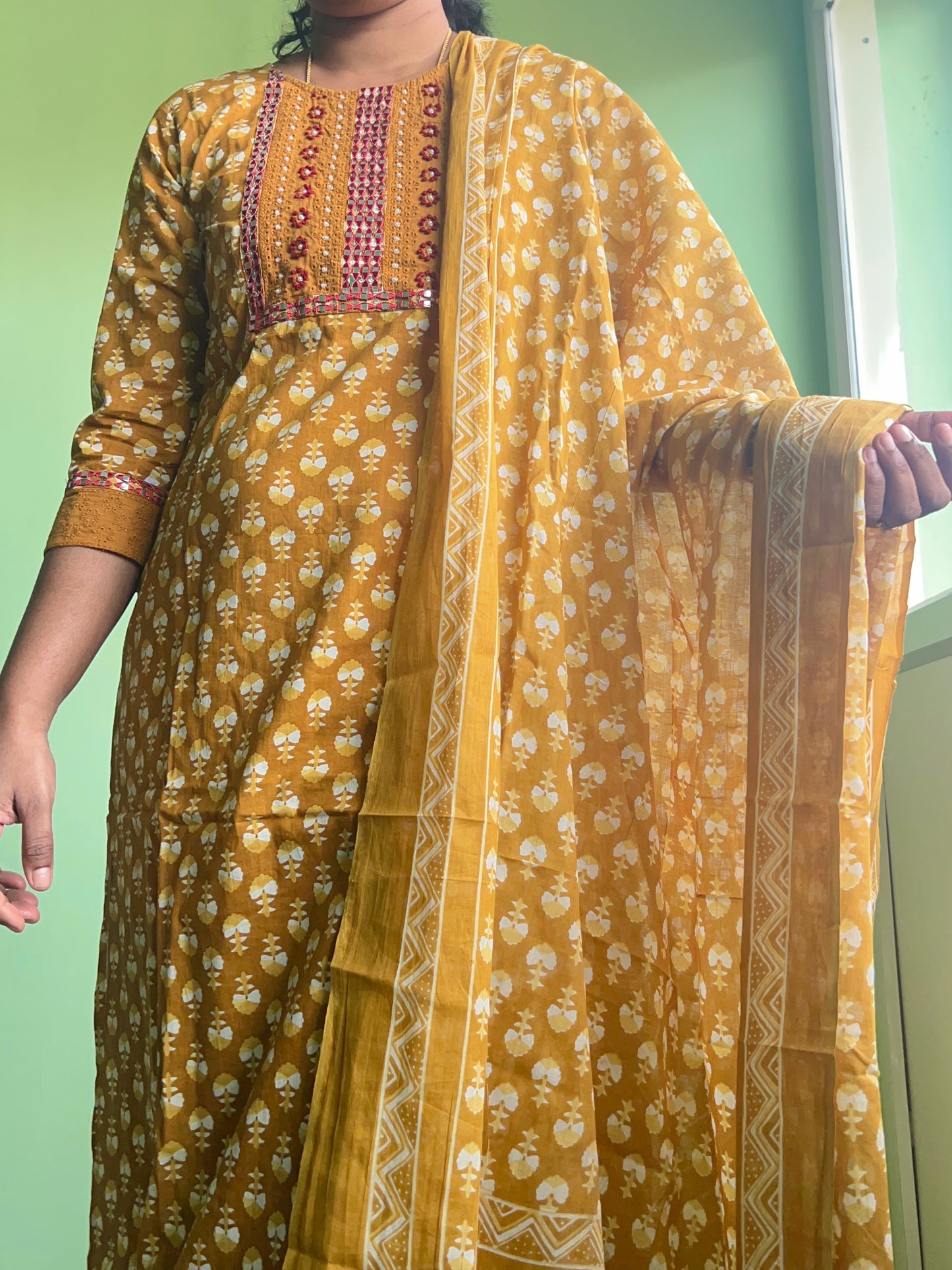 Aashritha - Mustard Block Printed Suit