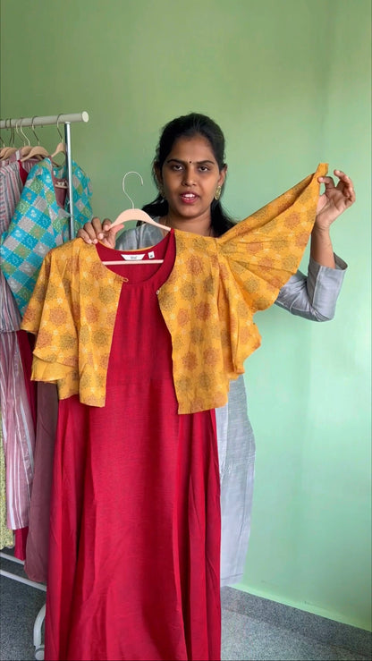 Indira - Maroon Half jacket dress