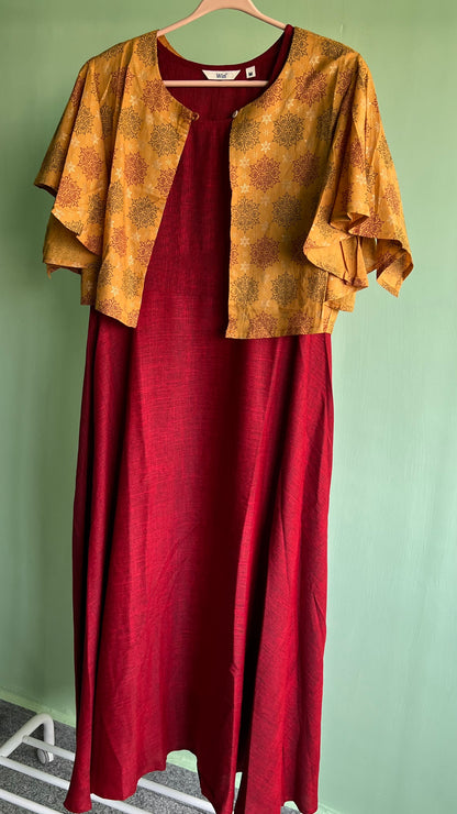 Indira - Maroon Half jacket dress